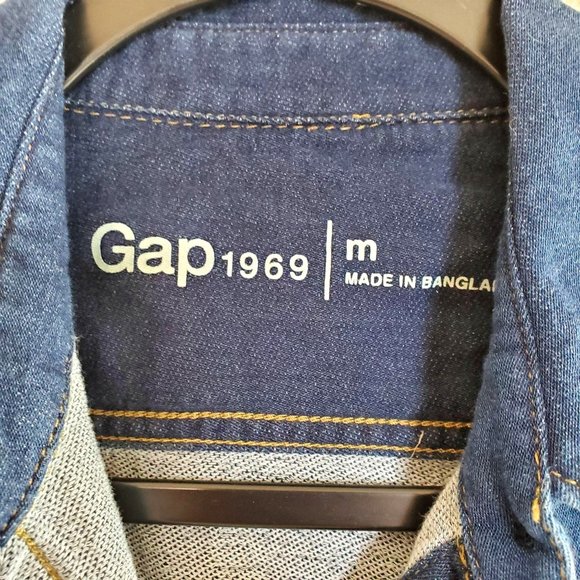 Gap 1969 Womens Dress Blue M Western Cowboy Shirt Dress Button up Collared - Picture 3 of 7